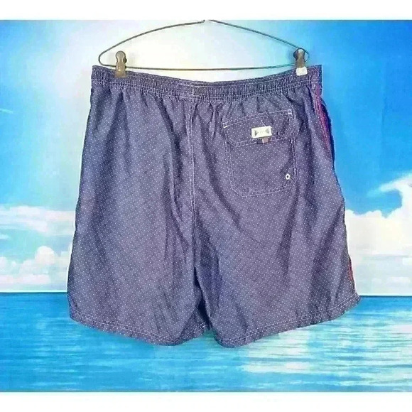 TOMMY HILFIGER Men BLUE Bathing Swimsuit shorts LINED Lightweight POCKET size Lg - Picture 2 of 3